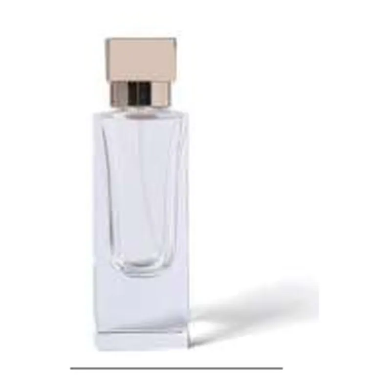Chai nước hoa thủy tinh trụ vuông cao nắp vàng hồng – mã NXG0018