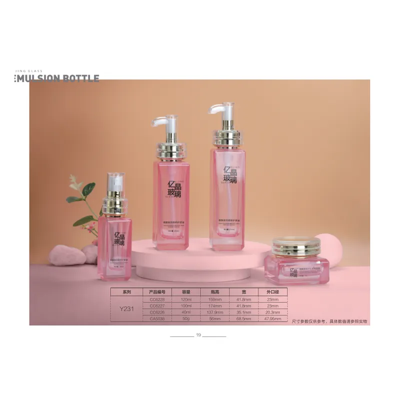 Bộ chai + hũ thủy tinh hồng tím vòi cong – mã NXG0145