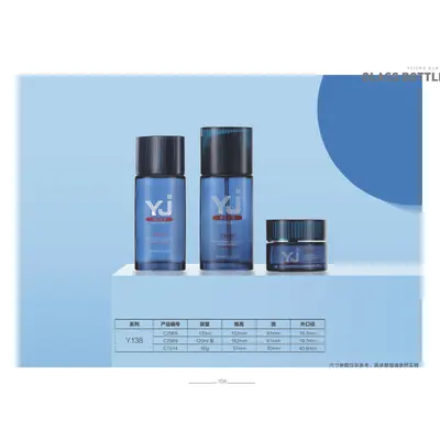 Bộ chai + hũ thủy tinh xanh navy nam – mã NXG0187