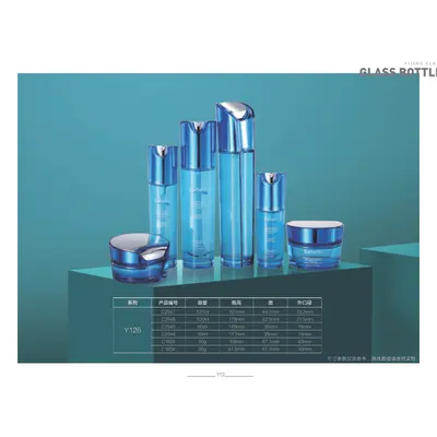 Bộ chai + hũ thủy tinh xanh dương đậm cắt cạnh – mã NXG0191