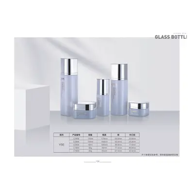Bộ chai + hũ thủy tinh tím nhạt nắp bạc – mã NXG0201