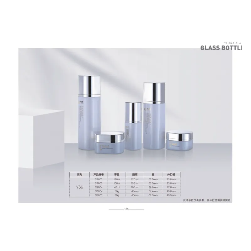 Bộ chai + hũ thủy tinh tím nhạt nắp bạc – mã NXG0201