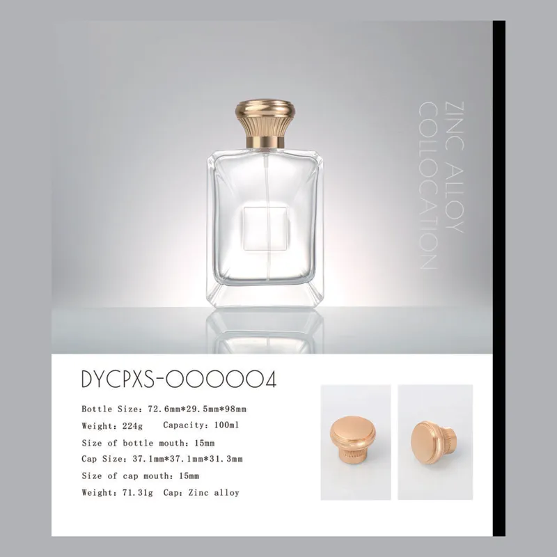 Chai nước hoa thủy tinh 100ml nắp hợp kim vàng (DYCPXS-000004) – mã NXG0219