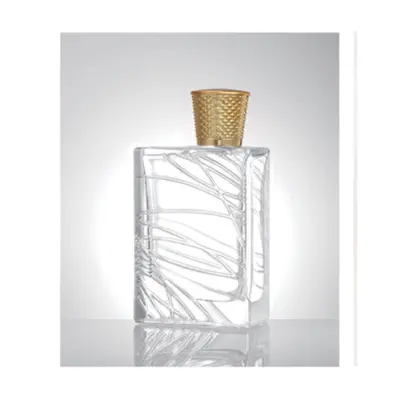 Chai nước hoa thủy tinh vân lá nắp vàng – mã NXG0252