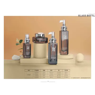 Bộ chai + hũ thủy tinh xám khói – mã NXG0401