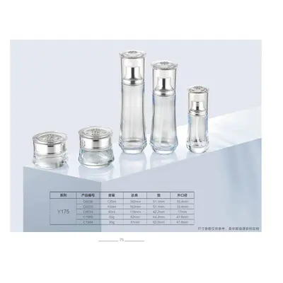 Bộ chai + hũ thủy tinh trong nắp bạc – mã NXG0419