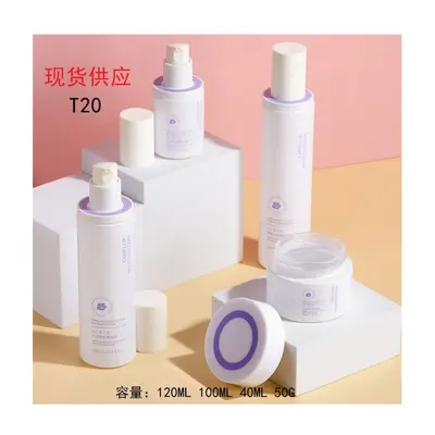 Bộ chai + hũ thủy tinh trắng tím T20 – mã NXG0486