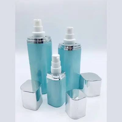 Bộ chai xịt thủy tinh + hũ kem xanh ngọc vuông nắp bạc 120ml – ảnh 3