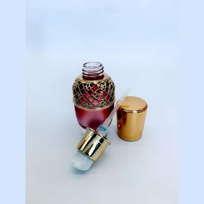 Bộ chai xịt thủy tinh + hũ kem hồng hoa văn vàng 120ml – ảnh 2