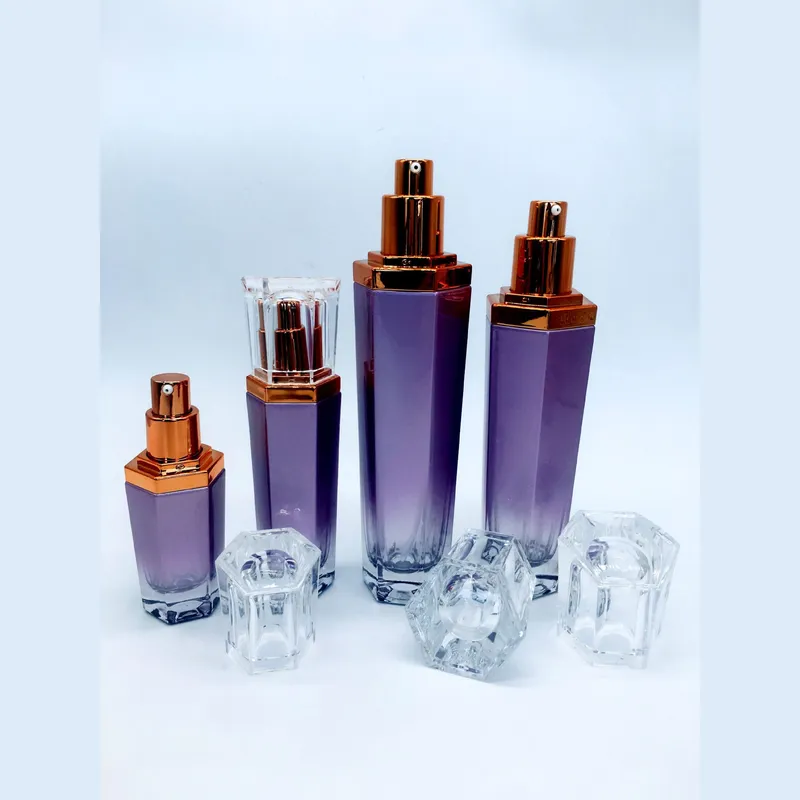 Bộ chai xịt thủy tinh + hũ kem tím vuông 110ml – mã NXG0611