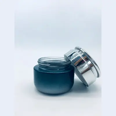 Bộ chai xịt thủy tinh + hũ kem xanh xám nắp bạc 120ml – ảnh 2