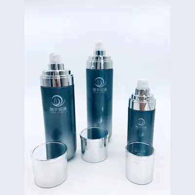 Bộ chai xịt thủy tinh + hũ kem xanh xám nắp bạc 120ml – ảnh 3