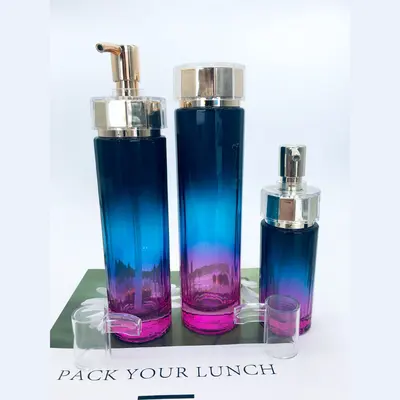 Bộ chai xịt thủy tinh + hũ kem xanh hồng chuyển màu 120ml – ảnh 5