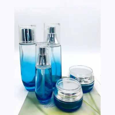 Bộ chai xịt thủy tinh + hũ kem xanh dương chuyển trắng 120ml – ảnh 3