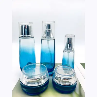 Bộ chai xịt thủy tinh + hũ kem xanh dương chuyển trắng 120ml – ảnh 5