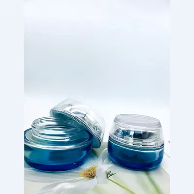 Bộ chai xịt thủy tinh + hũ kem xanh dương chuyển trắng 120ml – mã NXG0616