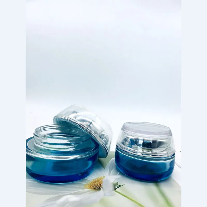 Bộ chai xịt thủy tinh + hũ kem xanh dương chuyển trắng 120ml – mã NXG0616