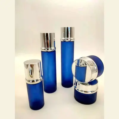 Bộ chai xịt thủy tinh + hũ kem xanh navy mờ nắp bạc 120ml – ảnh 2