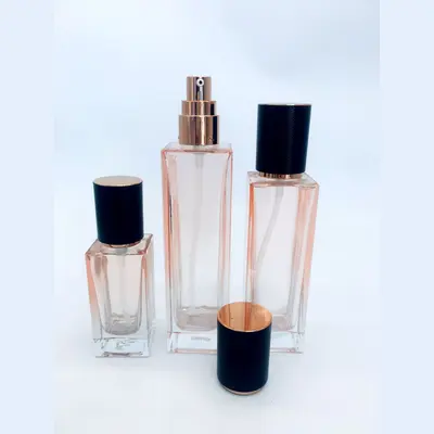 Bộ chai xịt thủy tinh + hũ kem hồng trong vuông nắp đen 120ml – ảnh 4