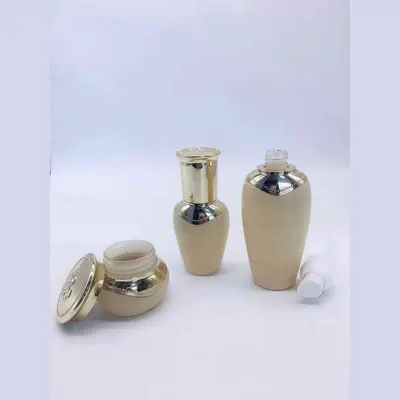 Bộ chai xịt thủy tinh + hũ kem vàng be nắp vàng 120ml – ảnh 5