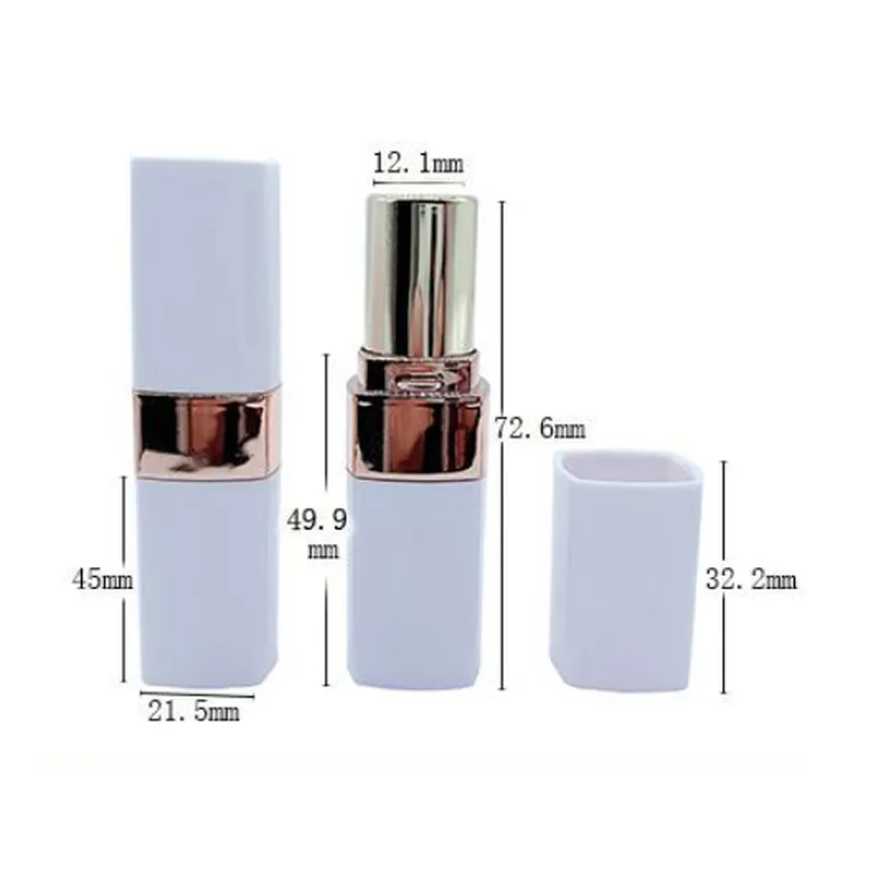 Vỏ son thỏi vuông trắng viền vàng hồng 3.5g – mã NXM0038