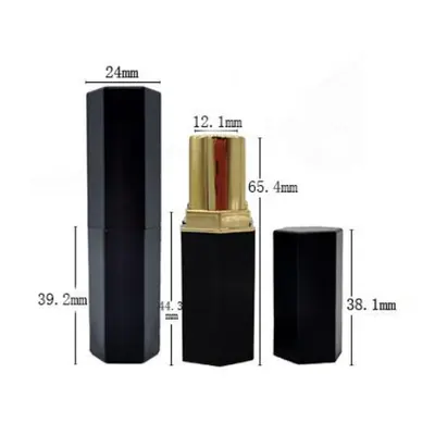 Vỏ son thỏi lục giác đen vàng 3.5g – mã NXM0044