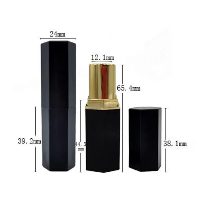 Vỏ son thỏi lục giác đen vàng 3.5g – mã NXM0044