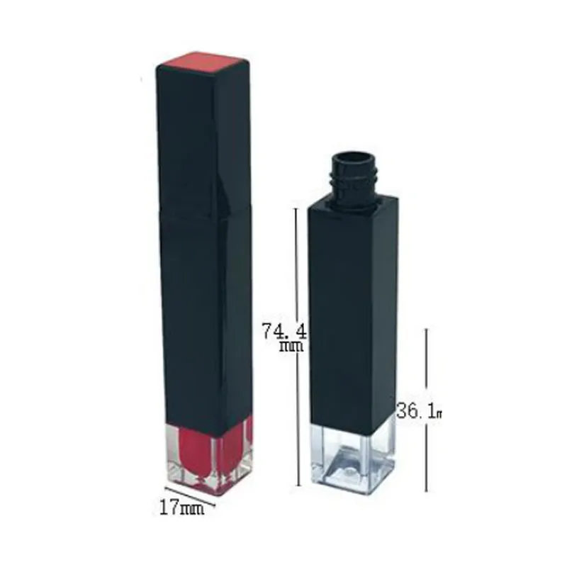 Vỏ son bóng vuông đen đế đỏ 6ml / 2ml – mã NXM0154
