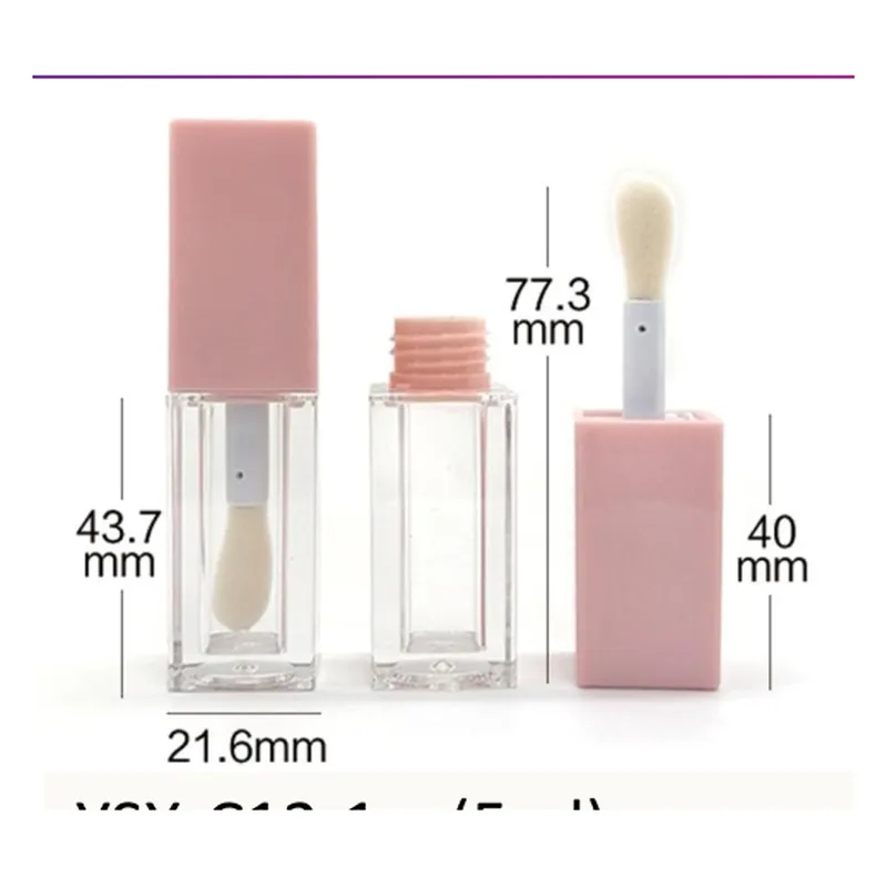 Vỏ son bóng vuông nắp hồng 5ml (YSX-C12) – mã NXM0260