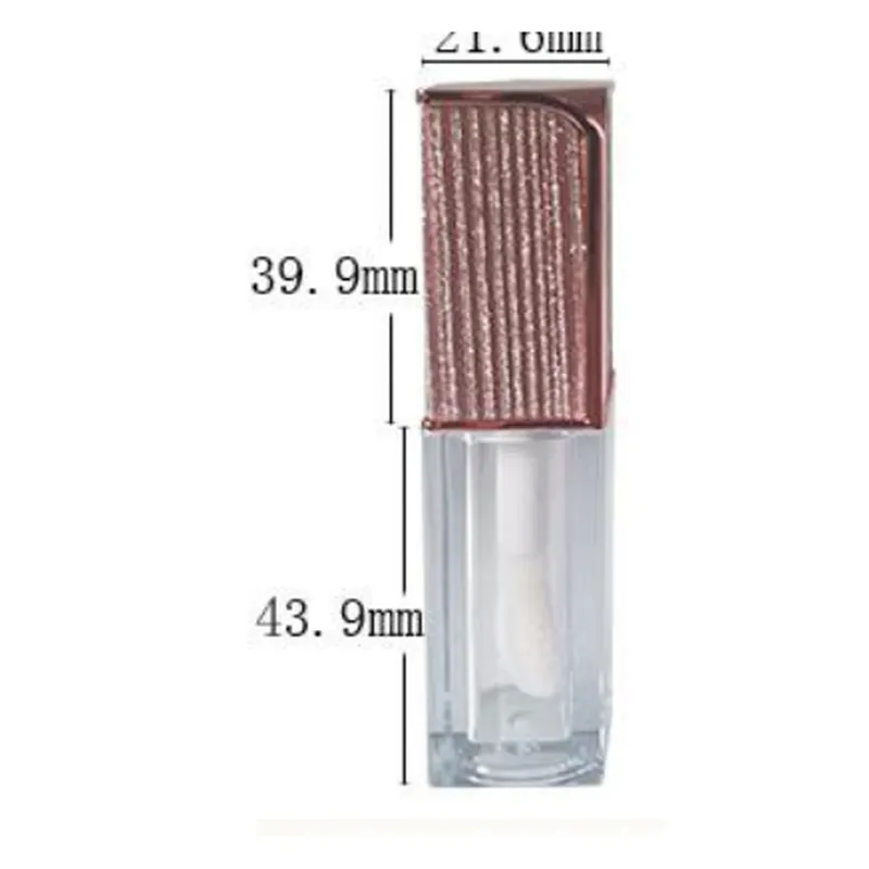Vỏ son bóng vuông nắp vân sọc hồng đồng 5ml – mã NXM0261