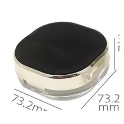 Hộp phấn vuông bo đen viền vàng 73mm – mã NXM0500