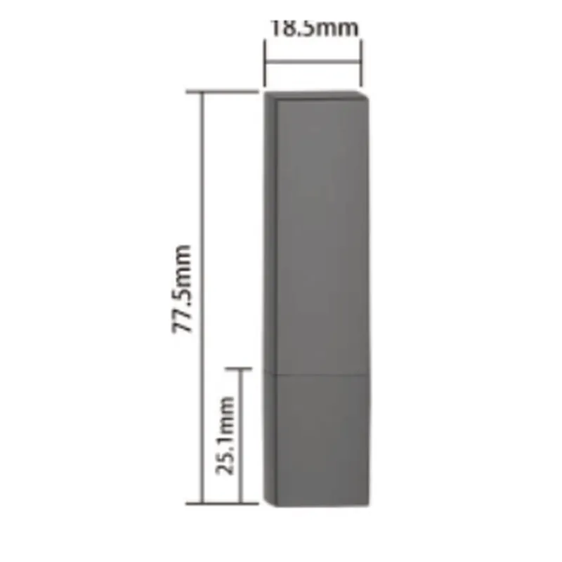 Vỏ son thỏi vuông xám mảnh 18.5mm – mã NXM0655