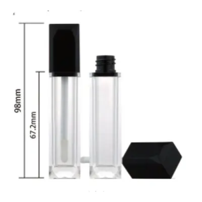 Vỏ son bóng vuông nắp đen ngũ giác 7.2ml – mã NXM0808