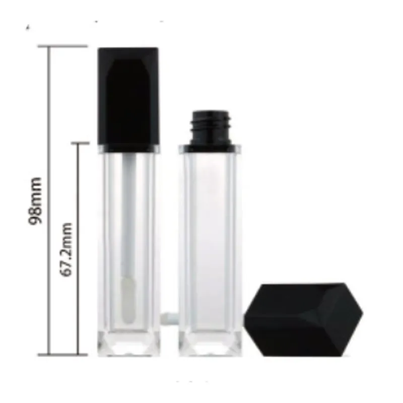 Vỏ son bóng vuông nắp đen ngũ giác 7.2ml – mã NXM0808
