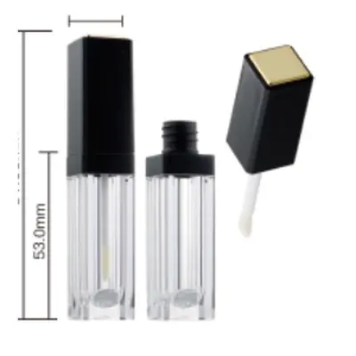 Vỏ son bóng vuông nắp đen – vàng 5.3ml – mã NXM0849