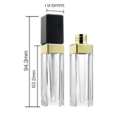 Vỏ son bóng vuông cổ vàng nắp đen 8ml – ảnh 2