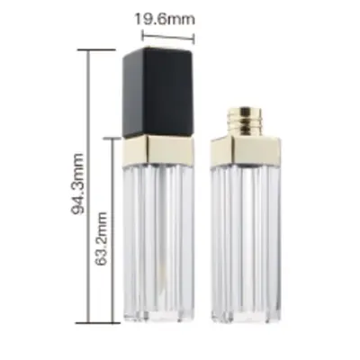 Vỏ son bóng vuông cổ vàng nắp đen 8ml – mã NXM0858