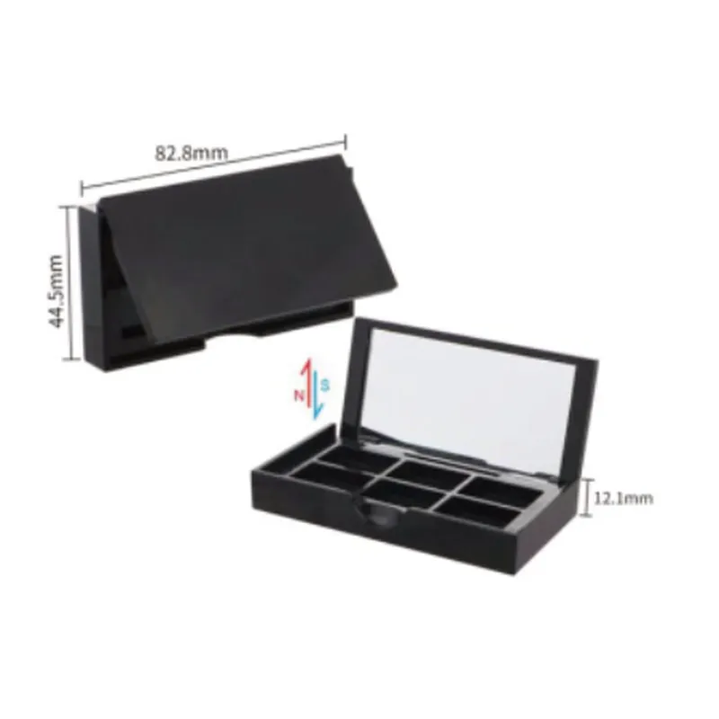 Hộp phấn mắt 6 ô đen nắp từ tính – mã NXM0997