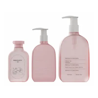 Chai sữa tắm hồng dáng vuông bo vòi bơm – mã NXP0123