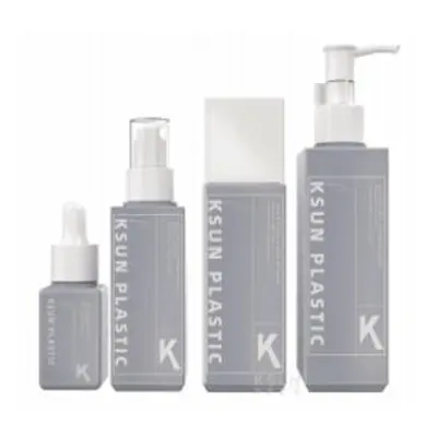 Bộ chai skincare xám vuông in chữ dọc – mã NXP0210