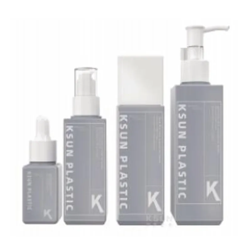 Bộ chai skincare xám vuông in chữ dọc – mã NXP0210