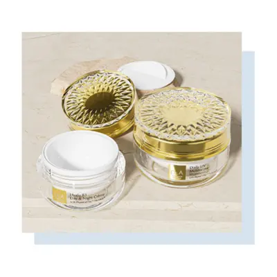 Bộ chai + hũ acrylic trắng nắp vàng 30ml – ảnh 3
