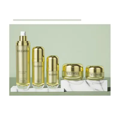 Bộ chai + hũ acrylic vàng champagne – mã NXP0321