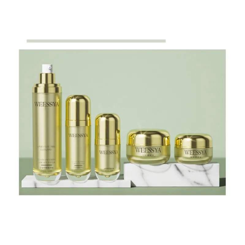 Bộ chai + hũ acrylic vàng champagne – mã NXP0321