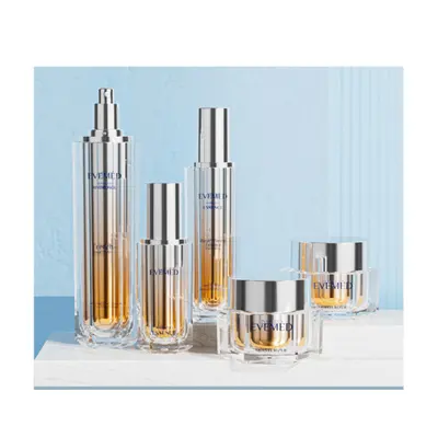Bộ chai + hũ acrylic trong nắp vàng hồng – ảnh 2