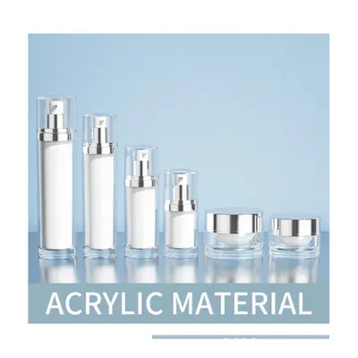 Bộ chai + hũ acrylic trắng nắp bạc 120ml – mã NXP0329