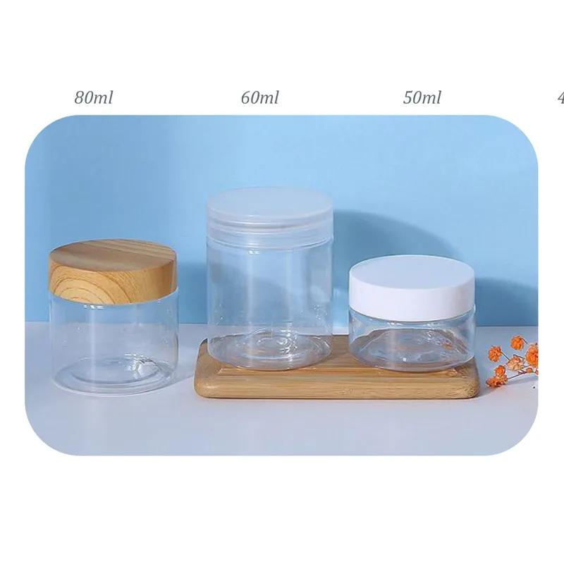 Hũ PET trong nắp gỗ 80ml–40ml – mã NXP0690