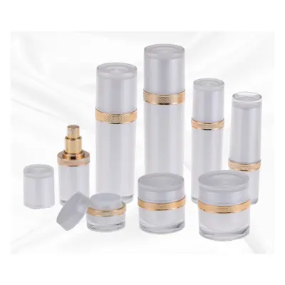 Bộ chai + hũ acrylic vuông trắng viền vàng – ảnh 2