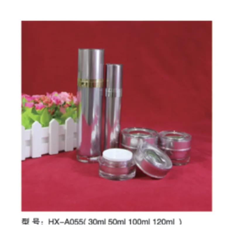 Bộ chai + hũ acrylic bạc ánh kim HX-A055 – mã NXP0788