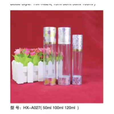 Bộ chai hút chân không acrylic trong in hoa văn tím HX-A027 – mã NXT1607